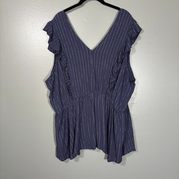 Maurices Blue & Metallic Silver Boho Fairy Babydoll Top - 2X - Women's Plus Size - Picture 7 of 7